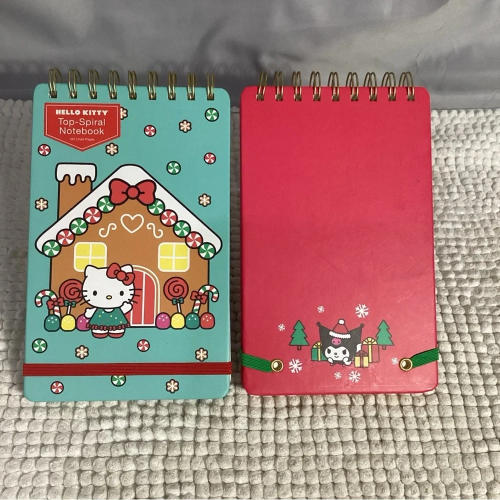 Hello Kitty Lot of 2 Spiral Top Notebooks 192pg Hardcover Christmas NEW Giftable